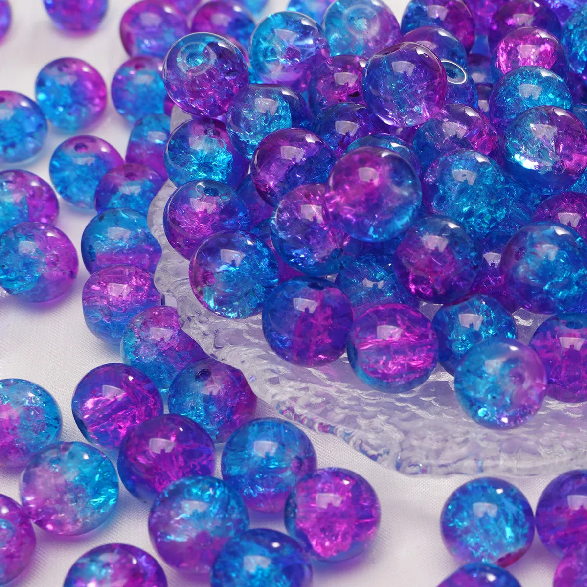 8mm 10mm Glass Beads Wholesale Two Tone Gradient Glass Crack Beads for Jewelry Making
