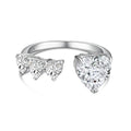 Dylam Newest Design Heart Shaped Open Adjustable Ring Jewelry 925 Sterling Silver Pink Cz Zircon Love Wedding Rings for Women