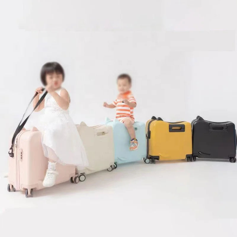 20-Inch Cute Mini ABS Travel Luggage Lightweight Spinner Caster Kid Ride Suitcase Carry-Ons for Children