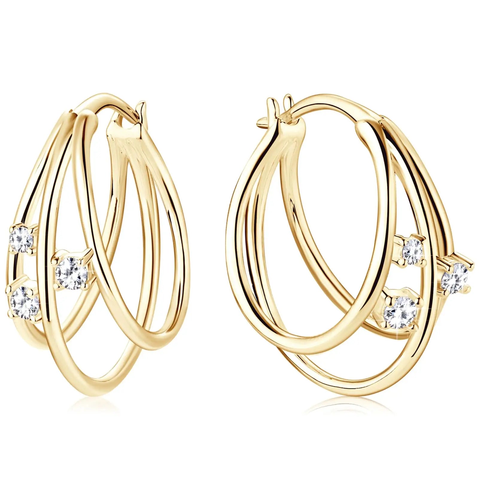 Custom 925 Sterling Silver Gold Plated Fine Jewelry Moissanite Large Hoops Earrings for Women