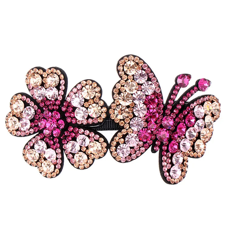 HX-199 Luxury Rhinestone Pressure Hairclip Flower Design Elegant Lady Party Hair Decoration Ponytail Clip