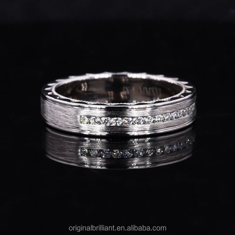 Starsgem Custom Jewelry 14K White Gold Lab Grown Diamond Stone Wedding Man Ring for Men