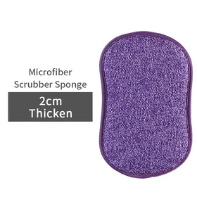 Bearfamily Scouring Pad Double Sided Kitchen Absorbent Microfiber Dishwashing Sponge