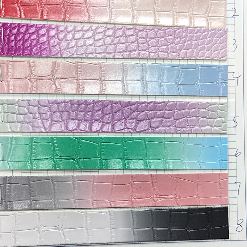 1.3MM Gradient Rainbow Crocodile Grain Leather Textured Vinyl Synthetic Pu Leather