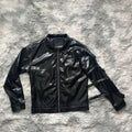 DENIMGUYS Custom Embossed Logo Unique Design Straps Men Street Genuine Leather Jacket for Men