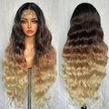 X-TRESS Synthetic Lace Front Wig  6*13 HD Lace Ombre Blonde Glueless Loose Wave Wig Synthetic Wig Heat Resistant for Black Women