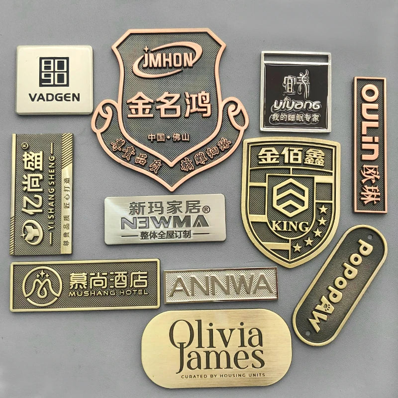 Wholesale Custom Brand Logo Engraved Metal Labels for Furniture logo