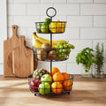 Wholesale Durable Metal Iron 3-Tier Fruit Basket Holder for Kitchen and Living Room Storage