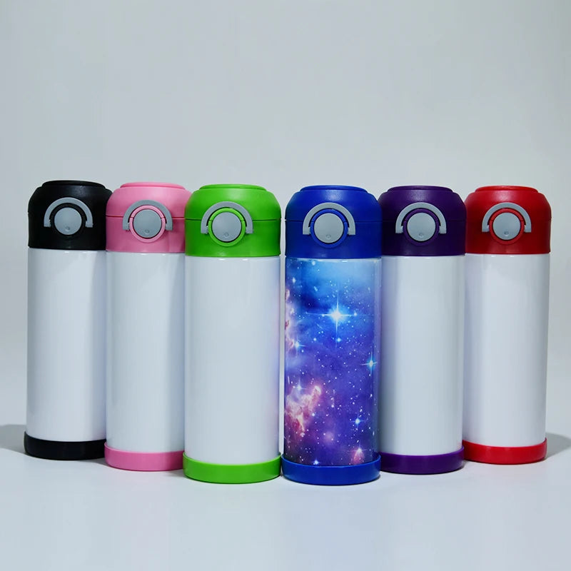 12oz Kids Water Bottle Sublimation Blanks Kids Flip Top Tumbler for Girls Boys