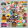 50PCS Factory Straight Hair Tourist Scenery Full Cut Cartoon India Stickers for Water Glasses & Books
