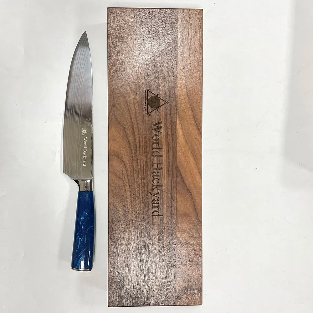 Japanese Luxury Professional Bread Nakiri Chef Kitchen Knife Set with Damascus Texture Blade Resin Handle Stainless Steel