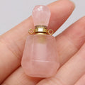 Hongzhuo Natural Faceted Rose Quartz Stone Essential Oil Diffuser Perfume Bottle Pendant Necklace