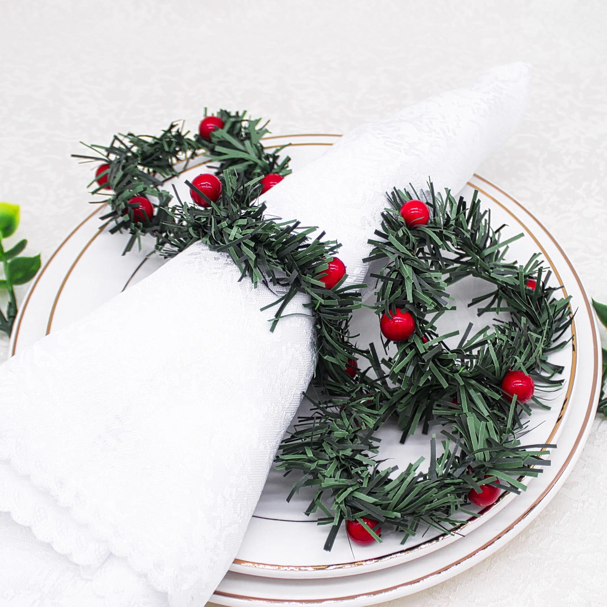 Wholesale Natural Green Napkin Rings Plastic Woven Napkin Holder for Christmas Serviette Decoration Accessories