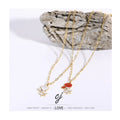 Carline Rose Flower Necklace Wholesale 18k Gold Plated Fashion Jewelry Stainless Steel Necklaces for Women Paper Clip Chain