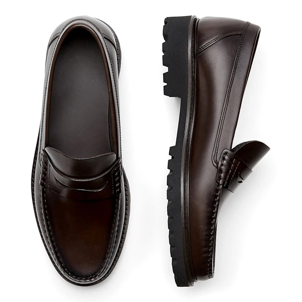 2024 Top Grade Cow Leather Men's Loafers High Quality Handmade Wear-Resistant Genuine Leather Casual Shoes