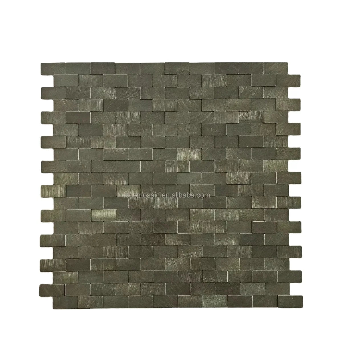 DS Dark Gray Color Strip Thin Shape Bathroom Ceiling Wall Tile Metal Mosaic Self Adhesive Mosaic