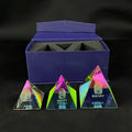 Set of Iridescent Rainbow Pyramid Crystal with Laser Egypt Pharaoh MH-F0593