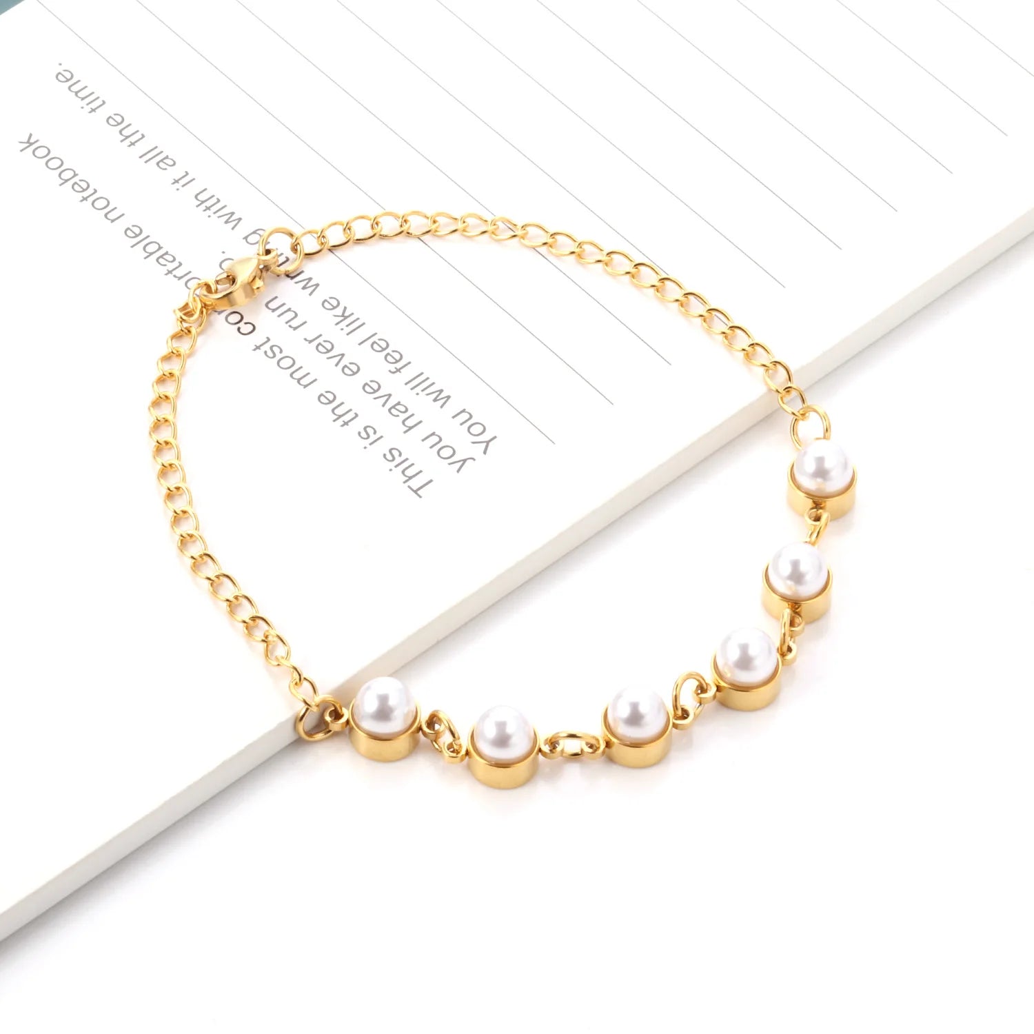 Ason New Pearl Pendant Chain Link Bracelet Fashion Bangle Design for Little Girls