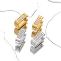 New Fashion Geometric Stainless Steel 18K Gold Plating Hoop Earrings Zircon Birthday Party Gift for Women and Girls