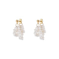 DAIHE Handmade French Gold Plated Natural Freshwater Pearl Beads Stud Earrings for Women