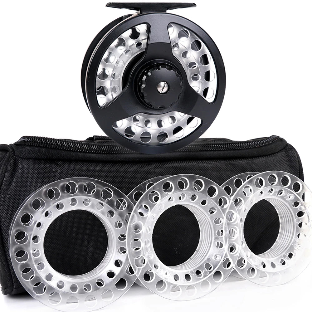 Newbility Fly Reel #5 6 #7 8 Die Casting Aluminum With 3 Extra Plastic Cassette Spools Fly Fishing Reel Pesca Peche