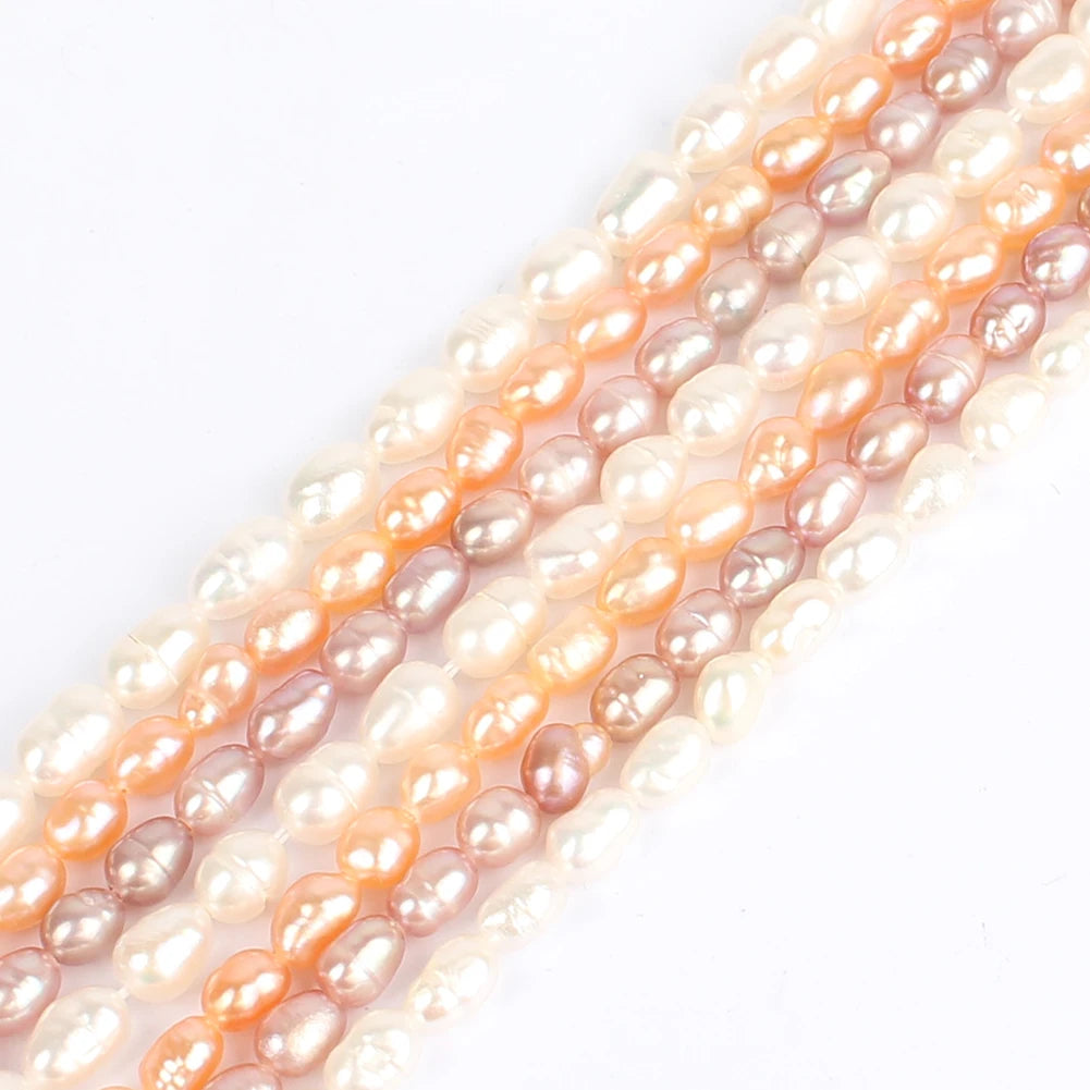 Wholesale 4-4.5mm White/Pink/Purple Rice Shape Natural Freshwater Pearl Beads for Bracelet Necklace Making