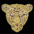 Gold Black Sequins Leopard Head Patch DIY Clothes Patches Sew-on Embroidered Applique