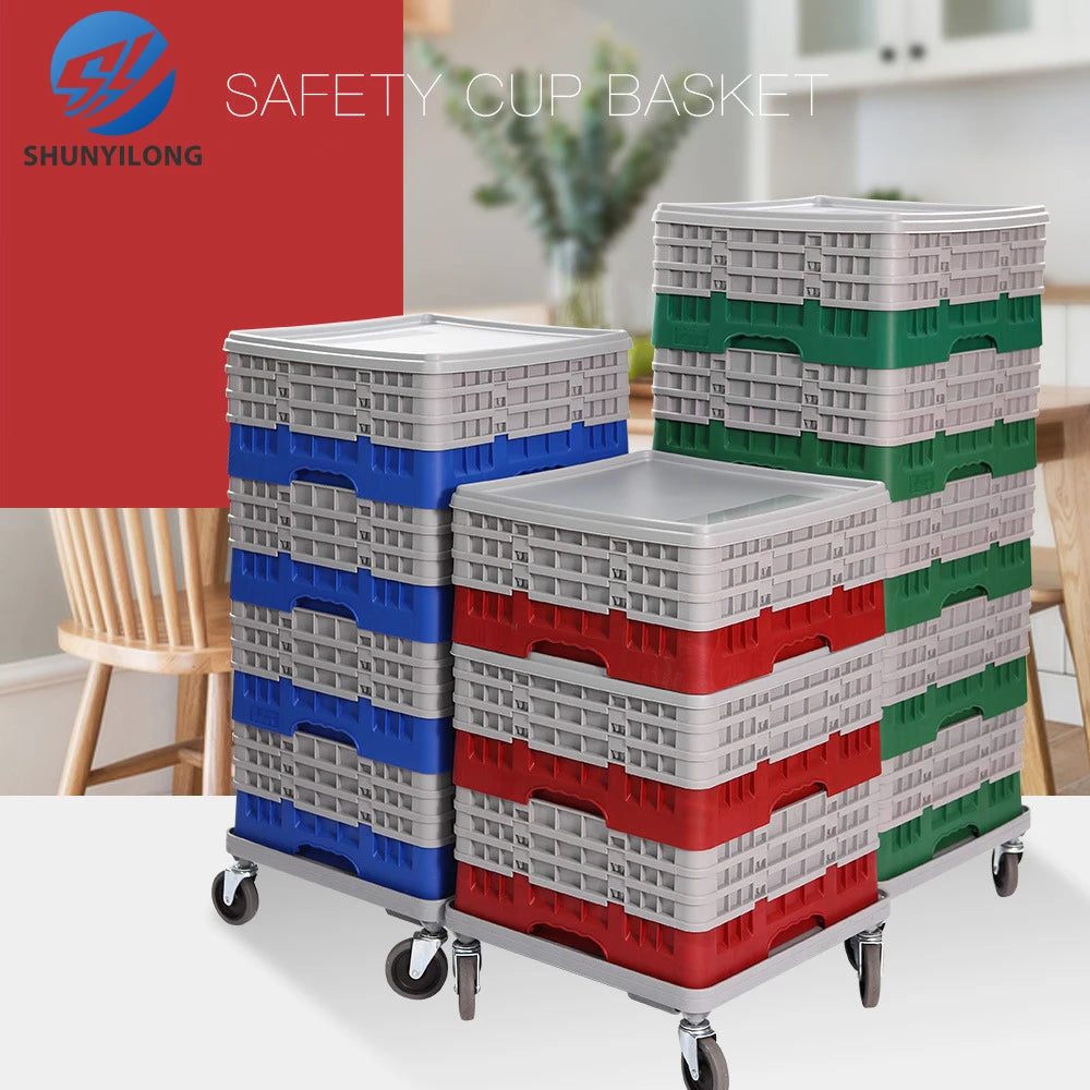 Transparent Glass Rack with Plastic Storage Basket Convenient Organization Solution for Cups and Glasses and Dish Trays Storage
