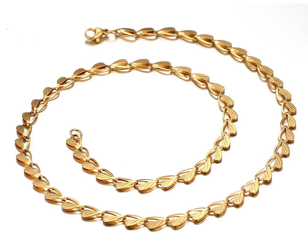 Cheap Chain Wholesale Fashion Unisex Chain Simple Factory Price Gold Women Men Jewelry Heart Chain Necklace