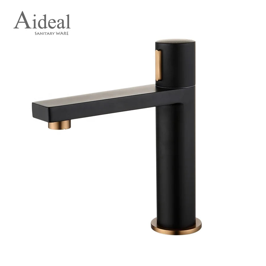 Aideal New Design Matte Black Cold and Hot Low Lead Copper Material Bathroom Basin Mixer Taps