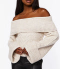 Knitwear Manufacturer Custom 2026 Fall Winter Pullover Women Knit Foldover Off the Shoulder Sweater