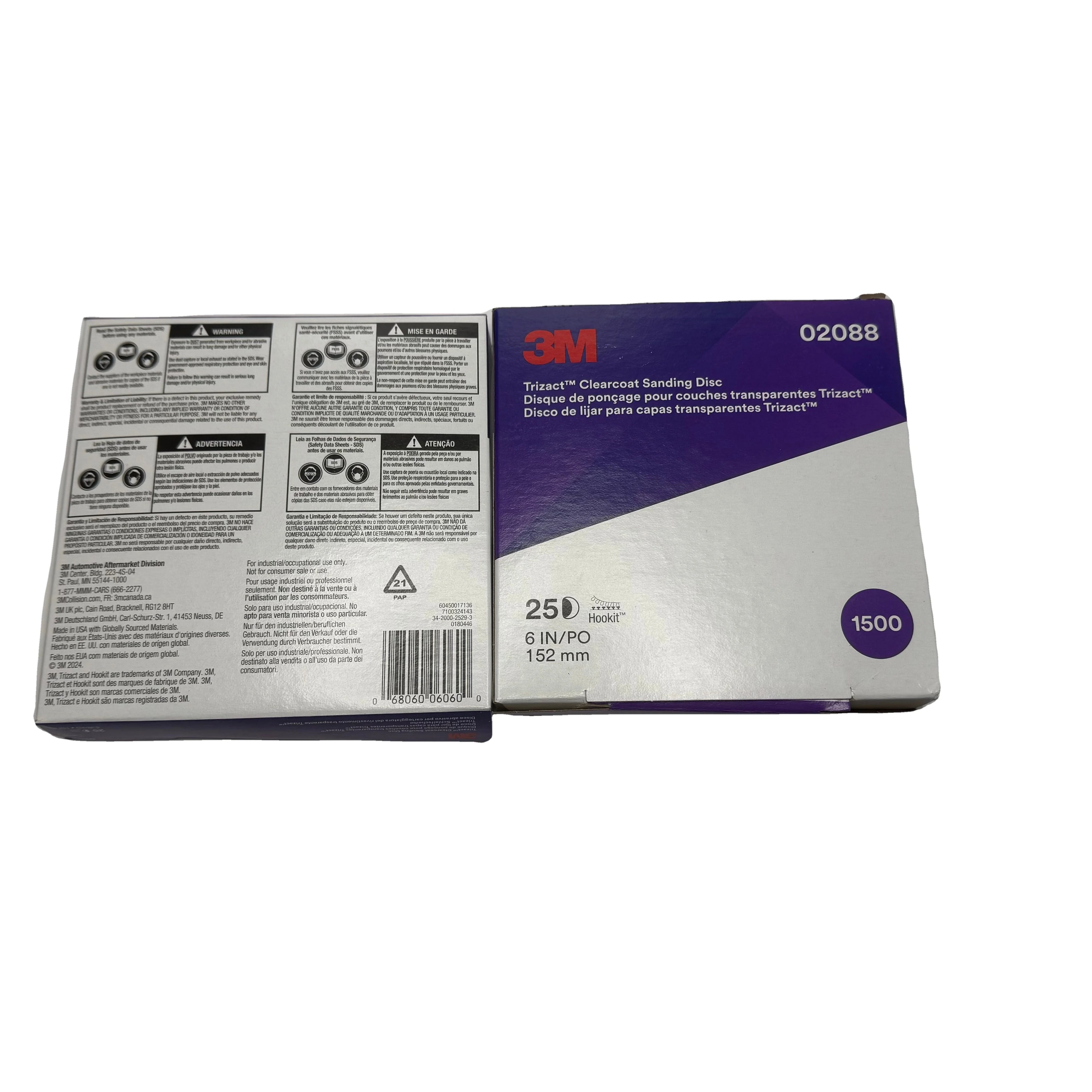 3M 02088  Silicon Carbide Clear Coat Sanding Paper  471LA 02088 P1500 25 Discs Per Box 4 Boxes Per case Abrasive Sanding P