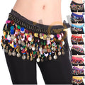 Sweet Belly Dance Skirt Wrap Performance Bling Sequins Coins Dance Costume for Women