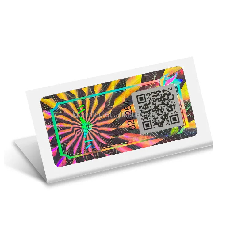 Hologram Stickers Holographic Label rainbow DIY LOGO with Barcode QR Code Serial Number Pet Adhesive Sticker
