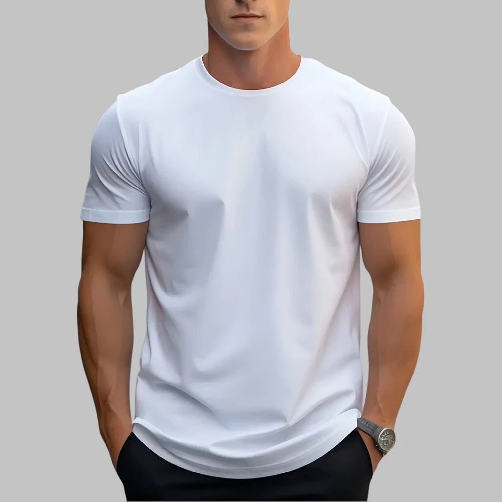 Men's Plus Size T-Shirt Wholesale Customizable Plain Polyester Cotton Tshirt with Logo Printing Solid Pattern Customizable Logo