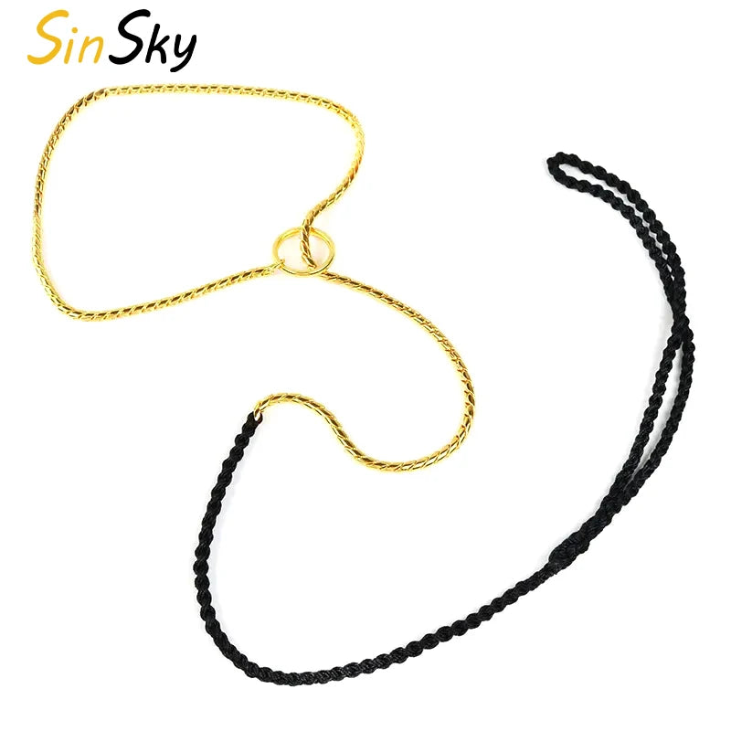 SinSky Wholesale Thickened Rust-proof Iron Chain Bar Butler P Chain Collar Stainless Steel Dog Pull Rope