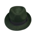 Green Wool Felt Jazz Hat Men's Fall and Winter Retro British Wool Formal Hat Beach Gentleman Felt Fedora Hat