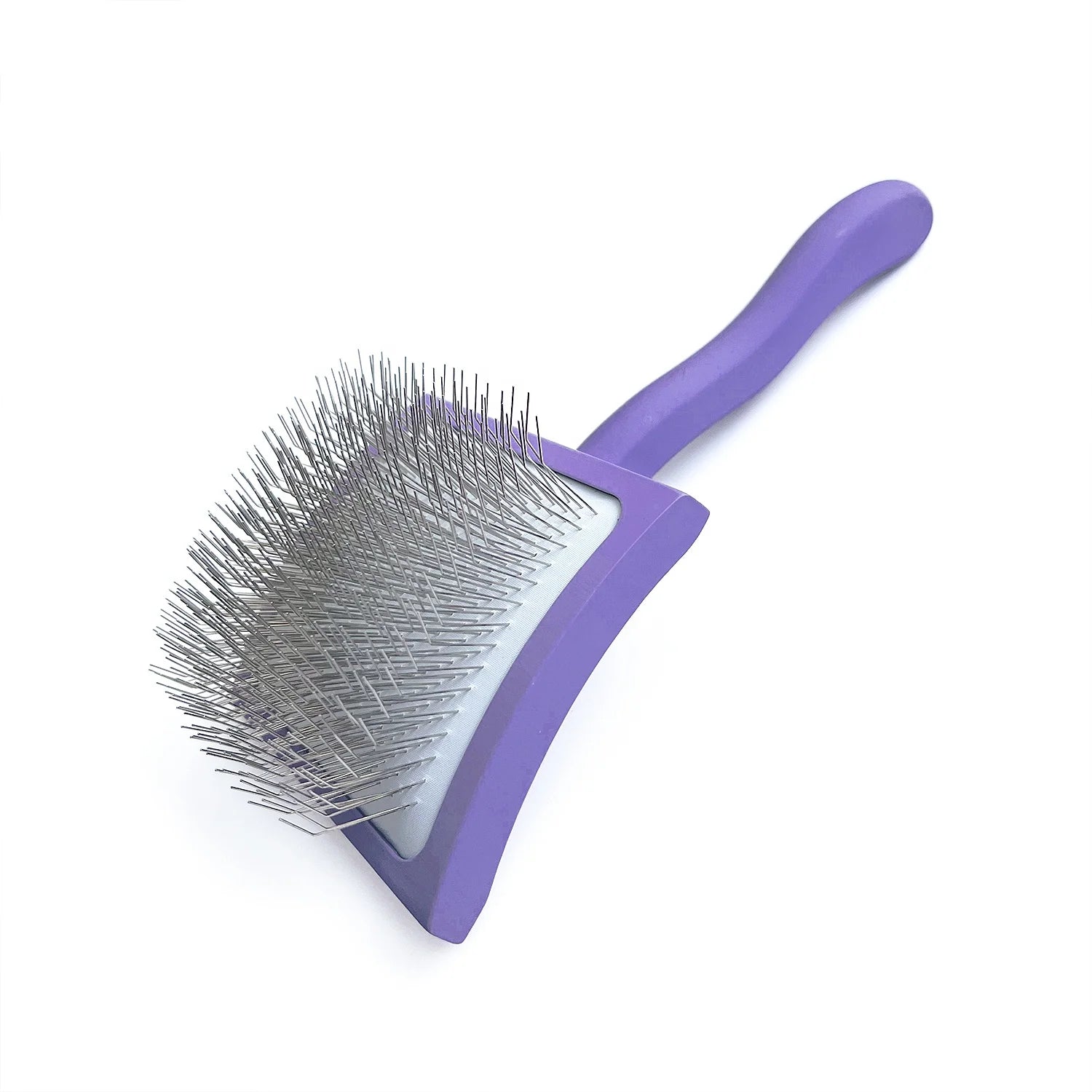 Baoli Oem 96x220mm Dog Wooden Slicker Brush Curved Design Flexible Cushion Long Steel Pins for Dense Coats Dogs Grooming Brush