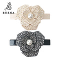 Shiny Rhinestones Camellia Flower Hair Clips Black Acetate Barrette Clips Camellia Women Hair Clips with Diamond