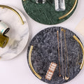 Luxury Green and White Marble Tray with Gold Handles for Coffee Table and Living Room Decor