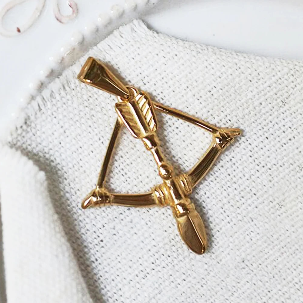Stainless Steel Bow and Arrow Charms Necklaces Pendants Cupid Angel Arrowhead Pendant 18k Gold Plated Hiphop Mens Jewelry
