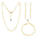 Fashion Minimalist IP Plating Link Chain 18K Gold  Stainless Steel Zircon Hanging Pendant Paperclip Chain Bracelet