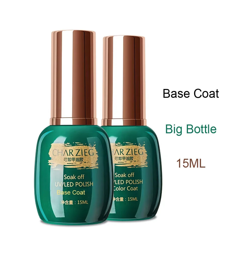 15ml Top Coat No Wipe UV Gel Polish Base Coat Long Lasting Soak off UV Nail Gel Polish Protector Primer Nail Art Top Gel