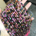 Natural Multicolor Tourmaline Round Irregular Shape Beads Gravel Pebble Gemstone 6-8mm Beads Healing Energy for Jewelry Making