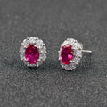 2024 Fancy Lab Grown Ruby Diamond Blue Sapphire Emerald Green Gemstone Earring 925 Silver Stud Earrings for Women Girls Jewelry