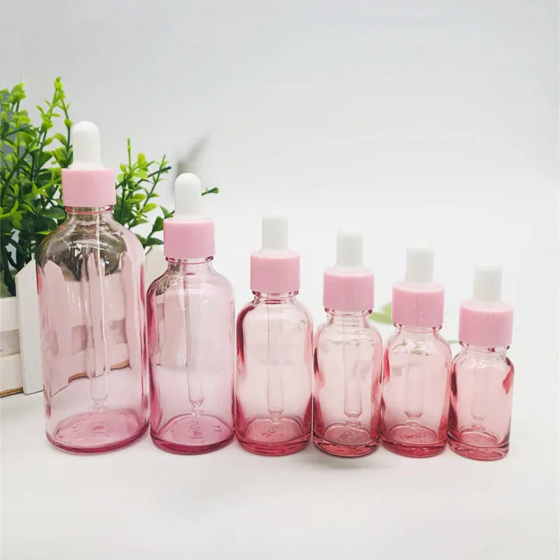 Wholesale Customized 10ml 15ml 30ml 50ml 100ml Luxury Hair Oil Pink Glass Dropper Bottle Rose Gold Luxury Essential Oil Bottles