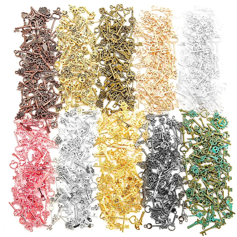 20pcs/bag 10 Colors Mixed Style Alloy Key Charms for Bracelet Necklace Keychain Pendant DIY Handmade Jewelry Making U085