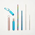Portable Reusable Stainless Steel Foldable Drinking Metal Straw Set with Cleaning Brush