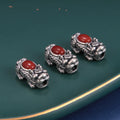 VintageSilver Jewelry 3D Making S999 Silver Red Agate Big Hole Fengshui Pixiu Spacers for DIY Women Men Bracelet