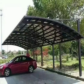 White M Shape Aluminium Alloy Frame Carport with Blue Polycarbonate Glazing for Villa Car Parking